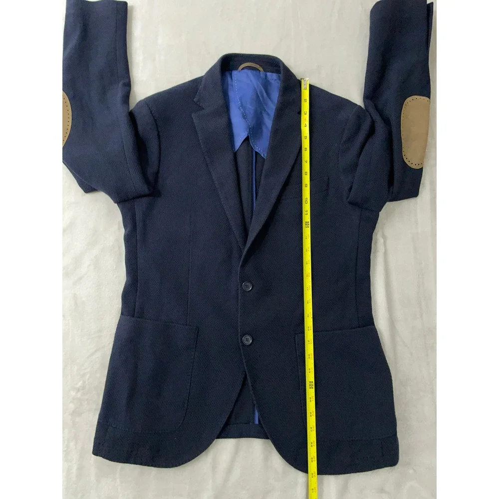 Il‎ Garbo Collection Angelico Blazer Mens 40 Tall Navy Blue Elbow Patches Coat